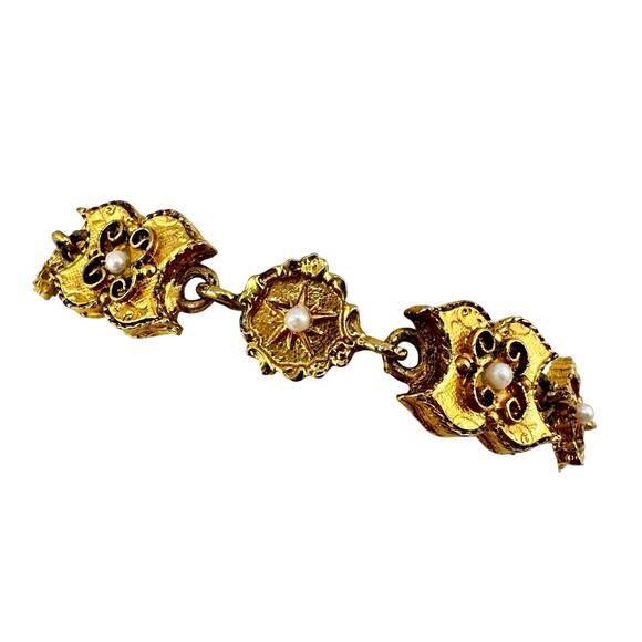 Arthur Pepper Jewelry | eBay Vintage Arthur Pepper ART Antique Style Faux Pearl Gold Tone Panel 6.25 Bracelet